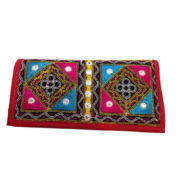 Ethnic Traditional Kutch Handicraft Red color Purse with Afghan Mirror Work