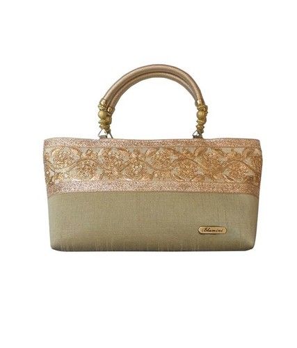 Raw Silk Handbag With Gold Touch Floral Border Gold Ladies Handbag at Best  Price in Mumbai | Bhamini Fashion