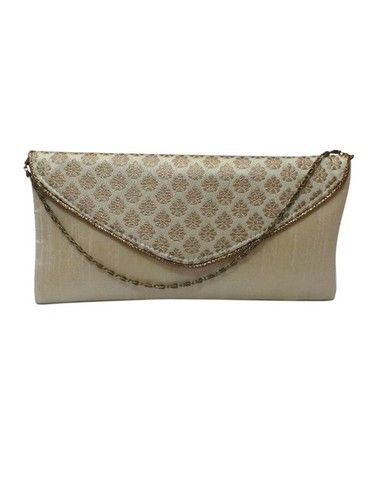 Simple Brocade Clutch Light Gold Ladies Handbag