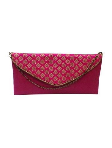 Simple Brocade Clutch Pink Ladies Handbag