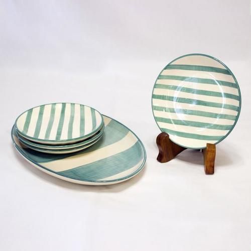 Teal Summer Striped Appetizer Set