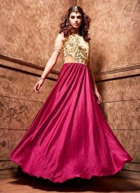 Sensible Satin Embroidered Work Designer Floor Length Suit