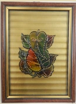 Leaf Ganesha With Gold Background