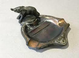Uniquely Designed and Shaped Metal Ashtray with Animal Casting