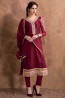 Maroon Brasso Georgette Dress Material with Bottom and Dupatta