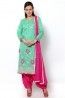 Sea Green Chanderi Salwar Suit With Bottom And Dupatta