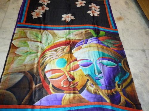 Silk Saree - Dupion Silk, Hand-Painted Design | Attractive Appearance, Shrink Resistance, Optimum Finish