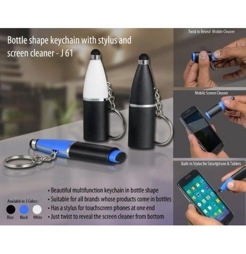 Bottle Shape Keychain with Stylus and Clearner