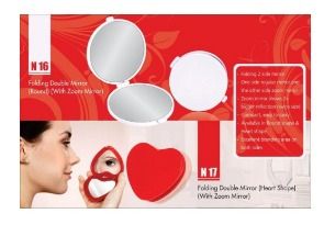 Folding Double Mirror Heart Shape With Zoom Mirror