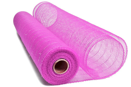 Eco-Friendly 21"*10Y Dark Pink Silver Strip Candy Wrapper Mesh For 20S04