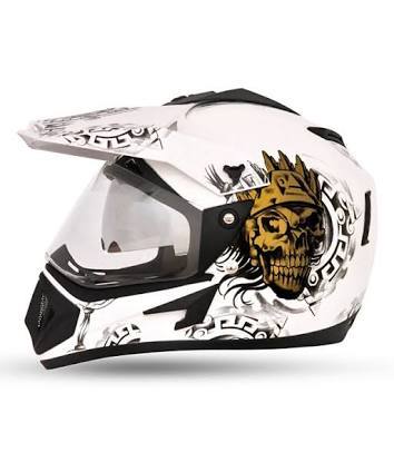 Graphic Printed Black And White Full Face Bike Riding Off Road Helmet Size: Various