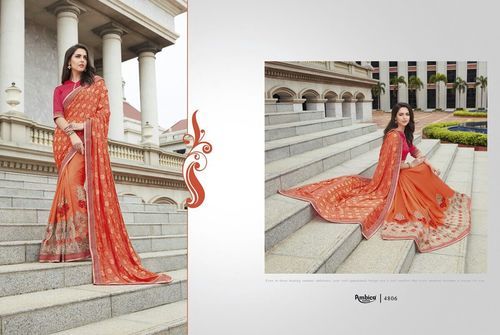 Orange Stylish Ambica Sarees