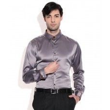 Gray Slim Fit Partywear Shirt