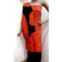 Orange Black Crepe Silk Bandhani Suit