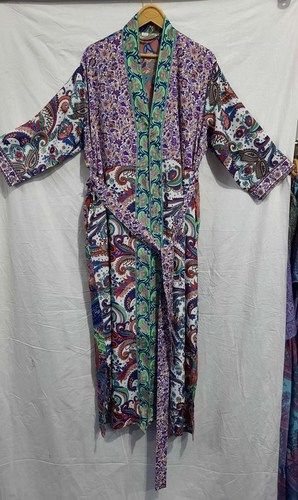 Mix Color Printed Viscose Fabric Japanese Traditional Style Kimono Dress For Ladies