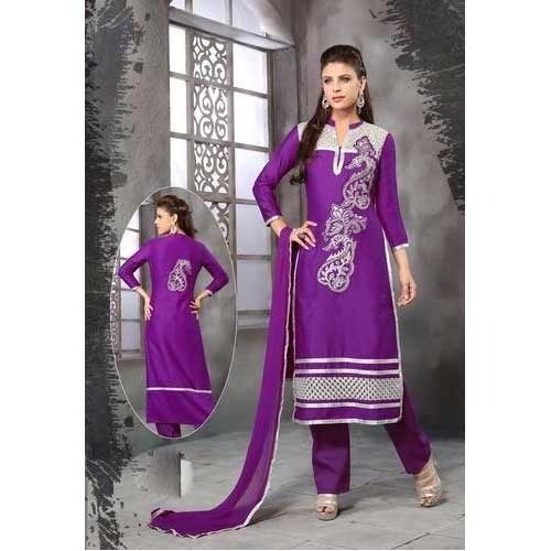 Violet Unstitched Designer Dress Material