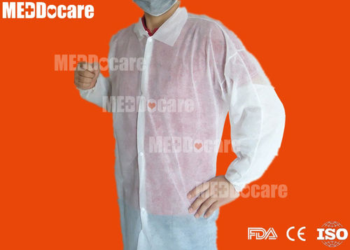 Paper Nonwoven Sms White Disposable Laboratory Coat