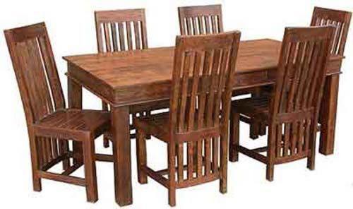 Wooden Dining Table - Solid Wood Material, 6-Seater Dimensions , Elegant Design with Decorative Art Elements