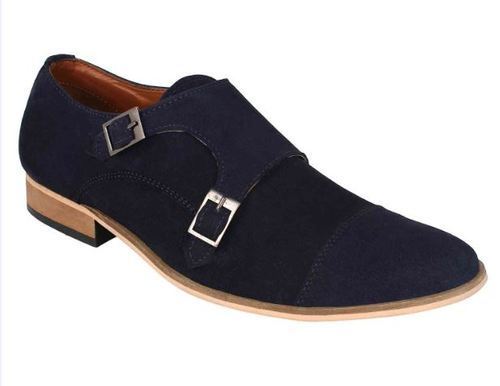 Handmade Navy Blue Monk Shoes