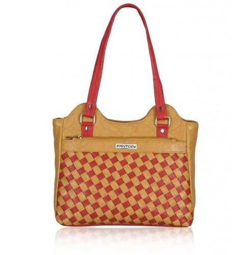 Beige And Red Women's Handbag