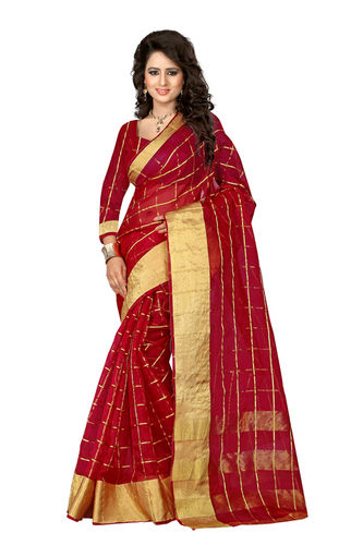 Cotton Saree With Gold Zari Border