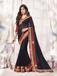 Ladies Georgette Black Color Indian Saree