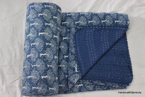 Indian Hand Block Print Kantha Quilts