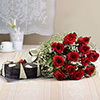 Red Roses with a Half Kg Round Chocolate Cake