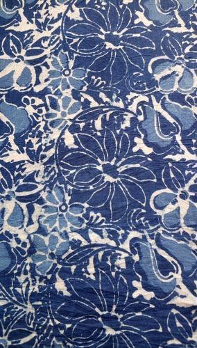 Blue Floral Printed Fabric