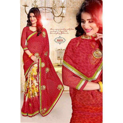 Ladies Attractive Red Casual Saree