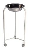 Stainless Steel Bowl Stand - 850mm Height, 375mm Diameter Bowls, Strong Mild Steel Framework - Mounted on Three Synthetic Castors without Brake, Powder Coated Finish