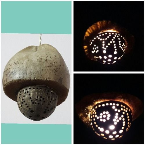 Natural Hand Made Coconut Shell Lamp