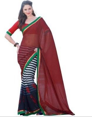 Striped Fashion Chiffon Saree