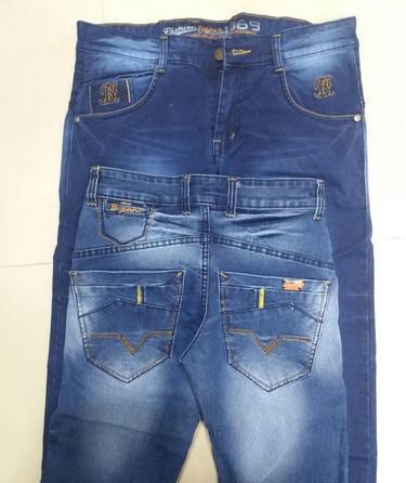 Men'S Denim Blue And Row Wash Jeans