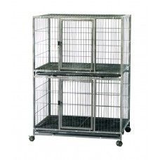Heavy Duty Dog Cage In Pipe Frame Black With Cleaning Tray
