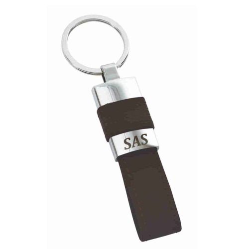Promotional Black Leatherette Metal Clip-On Key Chain 