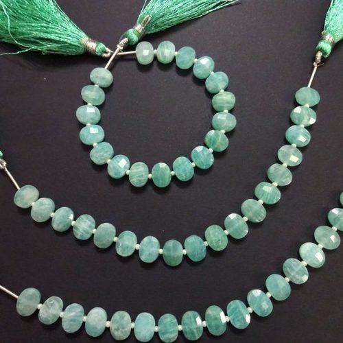 Amazonite Faceted Oval Shape Beads Faceted Briolettes