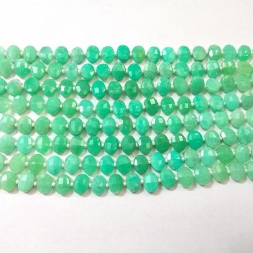 Chrysoprase Faceted Oval shape beads Faceted Briolettes