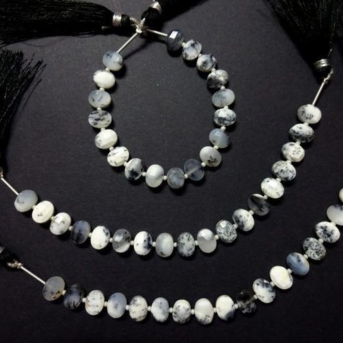 Dendrite Opal Faceted Oval Shape Beads Briolettes