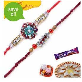 Pear And Jewelled Rakhi Pair