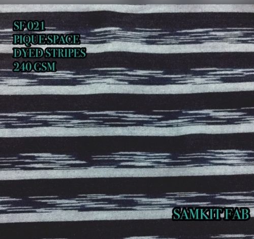 Blue Indigo Denim Pique Space Dyed Stripes Fabrics