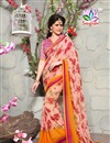 Peach Color Printed Georgette Casual Saree