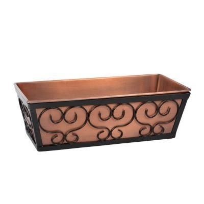 Antique Copper Box With Black Metal Window Planter Dimensions: 7 X 16 X 5 Inch (In)