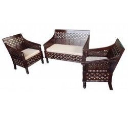 Sheesham Wood Brass Raj Sofa Set