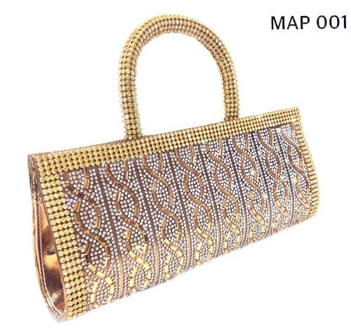 Rubans Multicolour Stone Studded Clutch Bag With Golden Embroided Desi