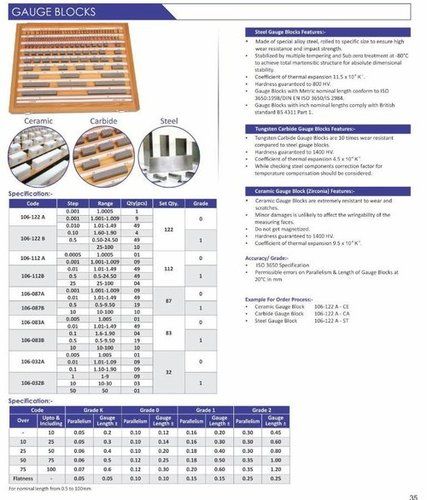 Gauge Blocks - Premium Quality Steel, Precision Manufacturing , Rigorous Quality Testing for Defect-Free Performance