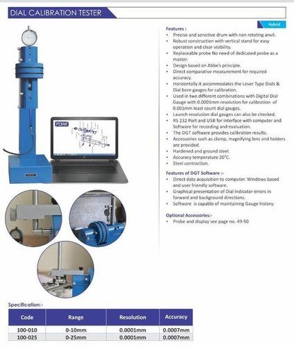 Dial Calibration Tester - Lever Type Dials, Dial Bore Gauge Compatibility | Direct Comparative Measurement Based on Abbe's Principle