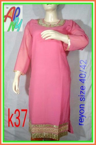 Ladies Pink Cotton Kurti