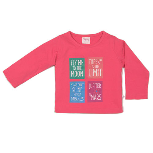 Space Typography Frames Printed Pink Tee Age Group: 6-12