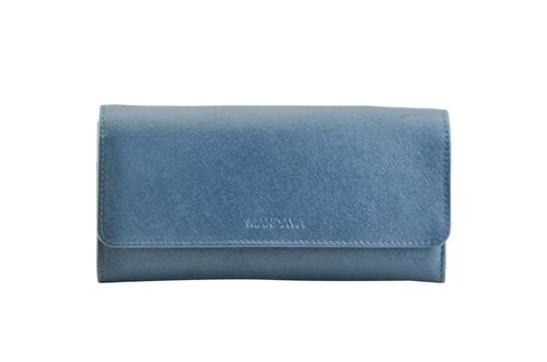 Safiano Genuine Leather Blue Ladies Wallet